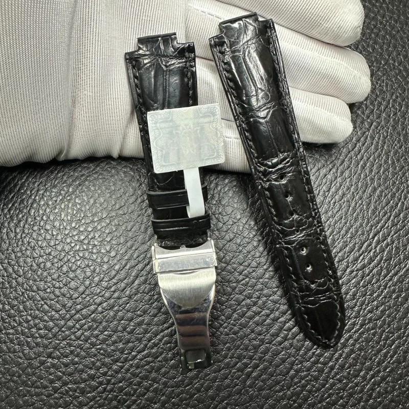 22mm Black Leather Strap With Silver Buckle Fits Tudor Pelagos 25500 25600 42mm