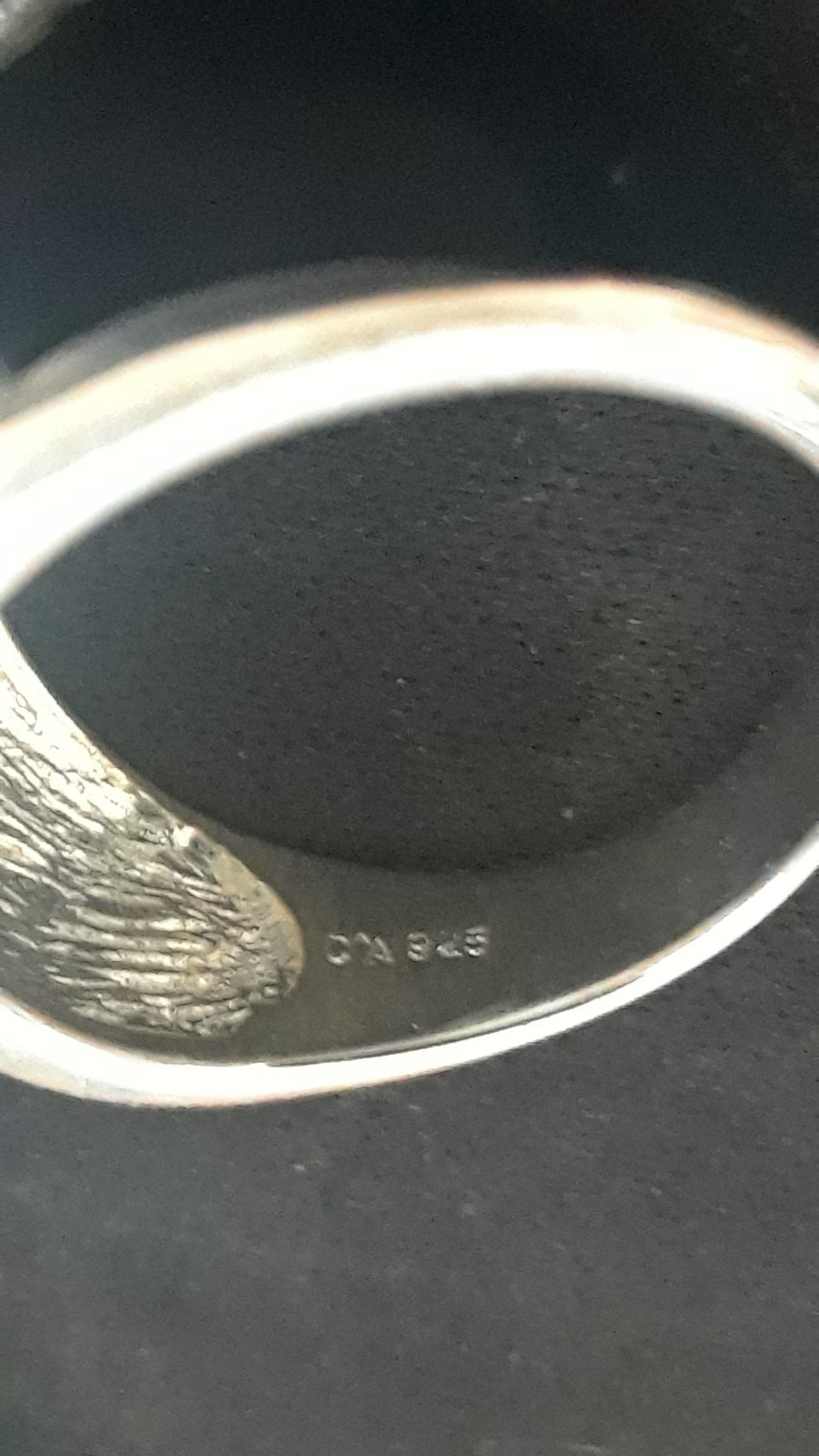 Vintage Sterling Silver & Black Enamel Crystal Flower Ring By CA Sz 9/19.2mm