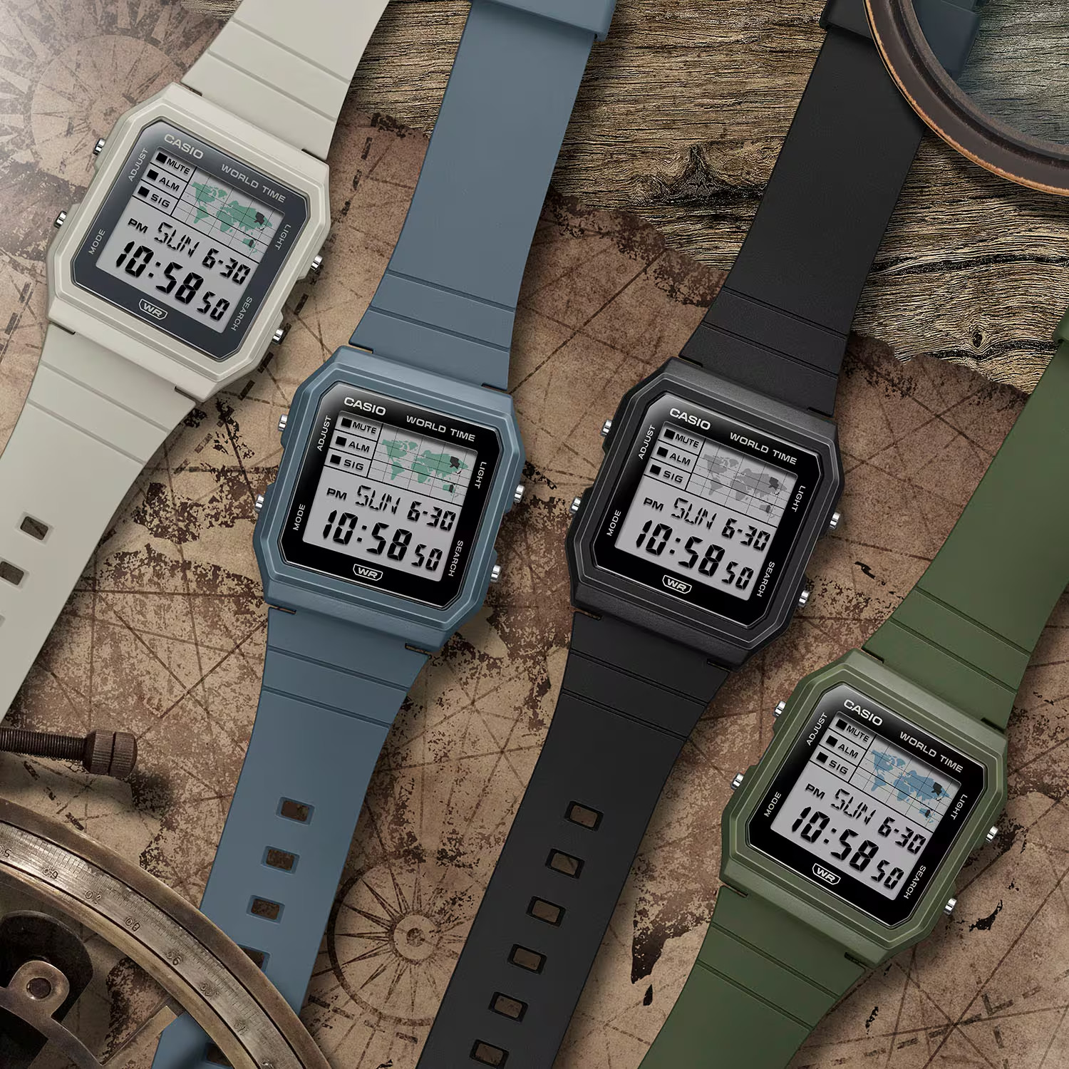 Casio LF-30W-1ACF Vintage Digital Watch World Time Alarm Chrono LED Light NEW