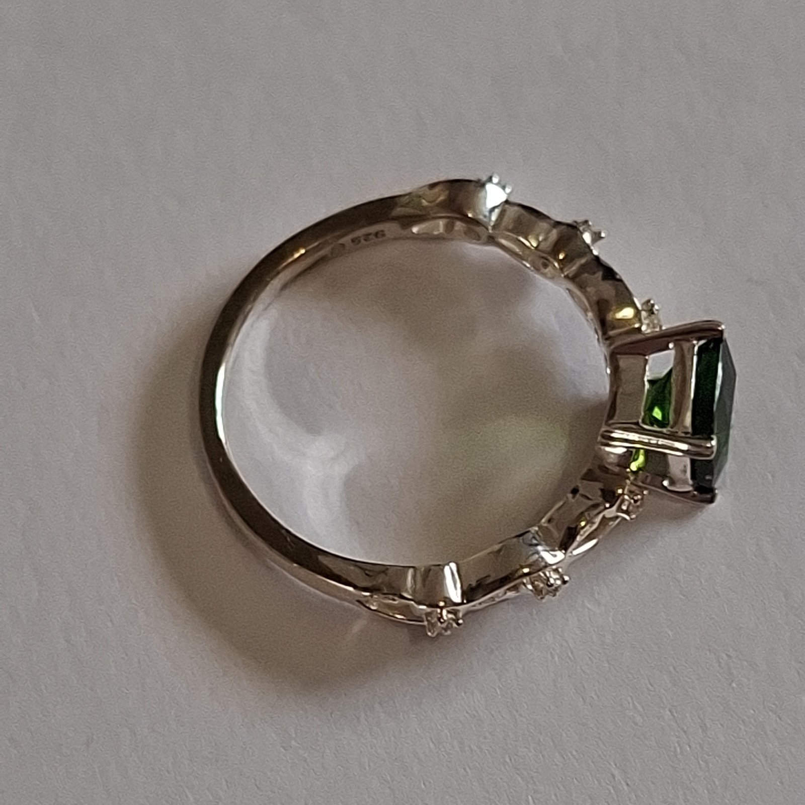 Sterling Silver & Chrome Diopside Ring Size L1/2
