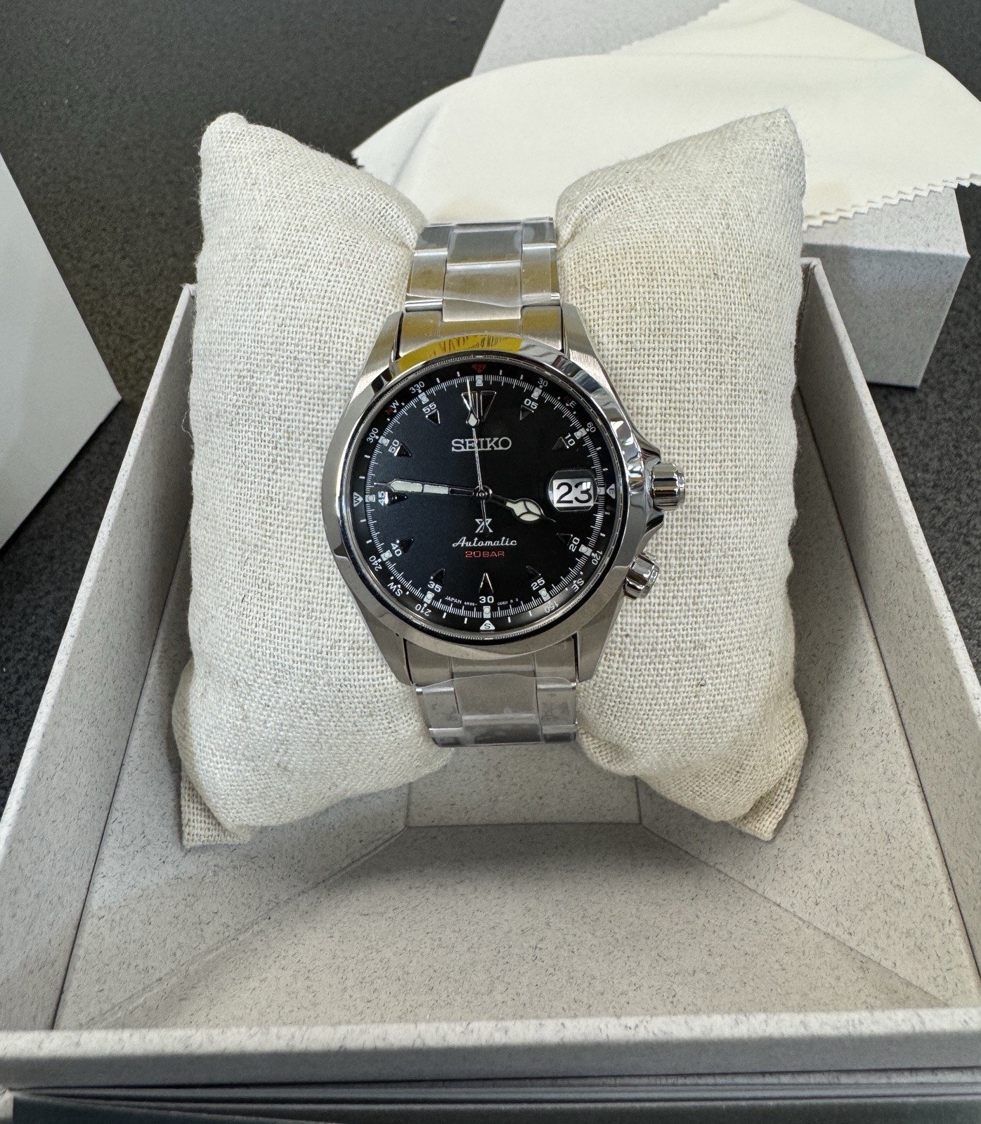 Seiko Prospex Alpinist Black Dial Steel Bracelet Watch SPB117 New With Tag Japan