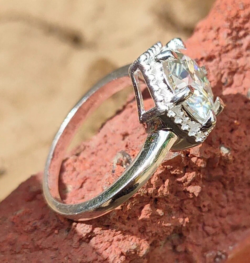 Certified 6.50 Cts. White Diamond Solitaire Ring In 925 Silver – Tariff Free