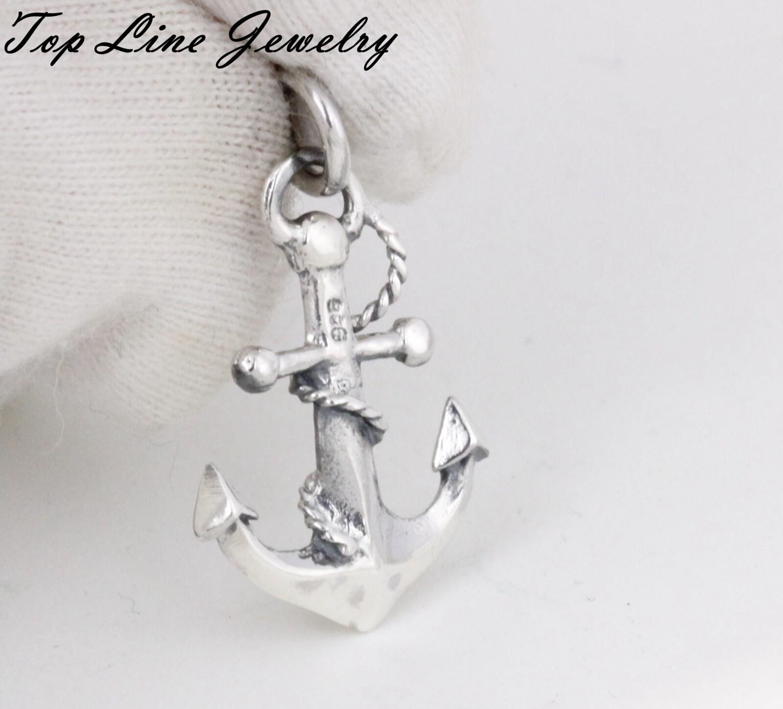 Women Men Solid 925 Sterling Silver 16mm Nautical Navy Anchor Pendant