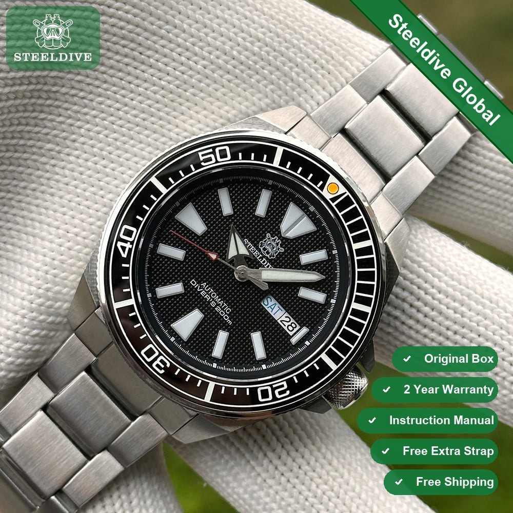STEELDIVE SD1961 Mens 43.8mm 200M Automatic Dive Watch NH36 Sapphire Steel