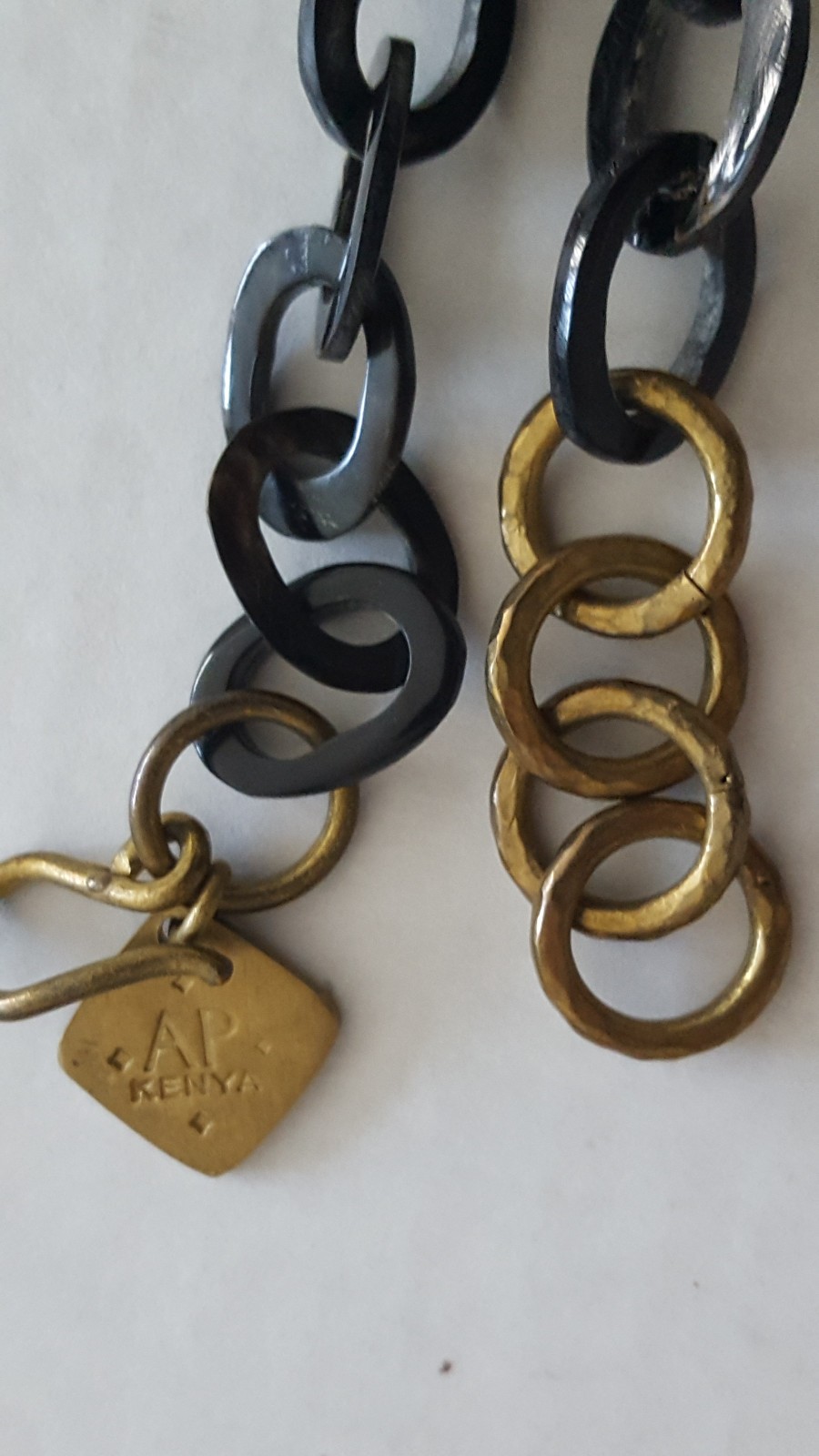 Ashley Pittman AP Kenya Horn and Brass Oval Link Statement Necklace ..