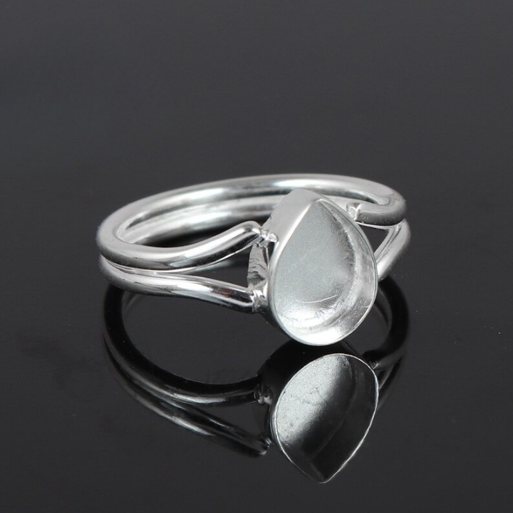 925 Sterling Silver 5x7mm Pear Bezel Ring Blank Handmade DIY Jewelry Setting