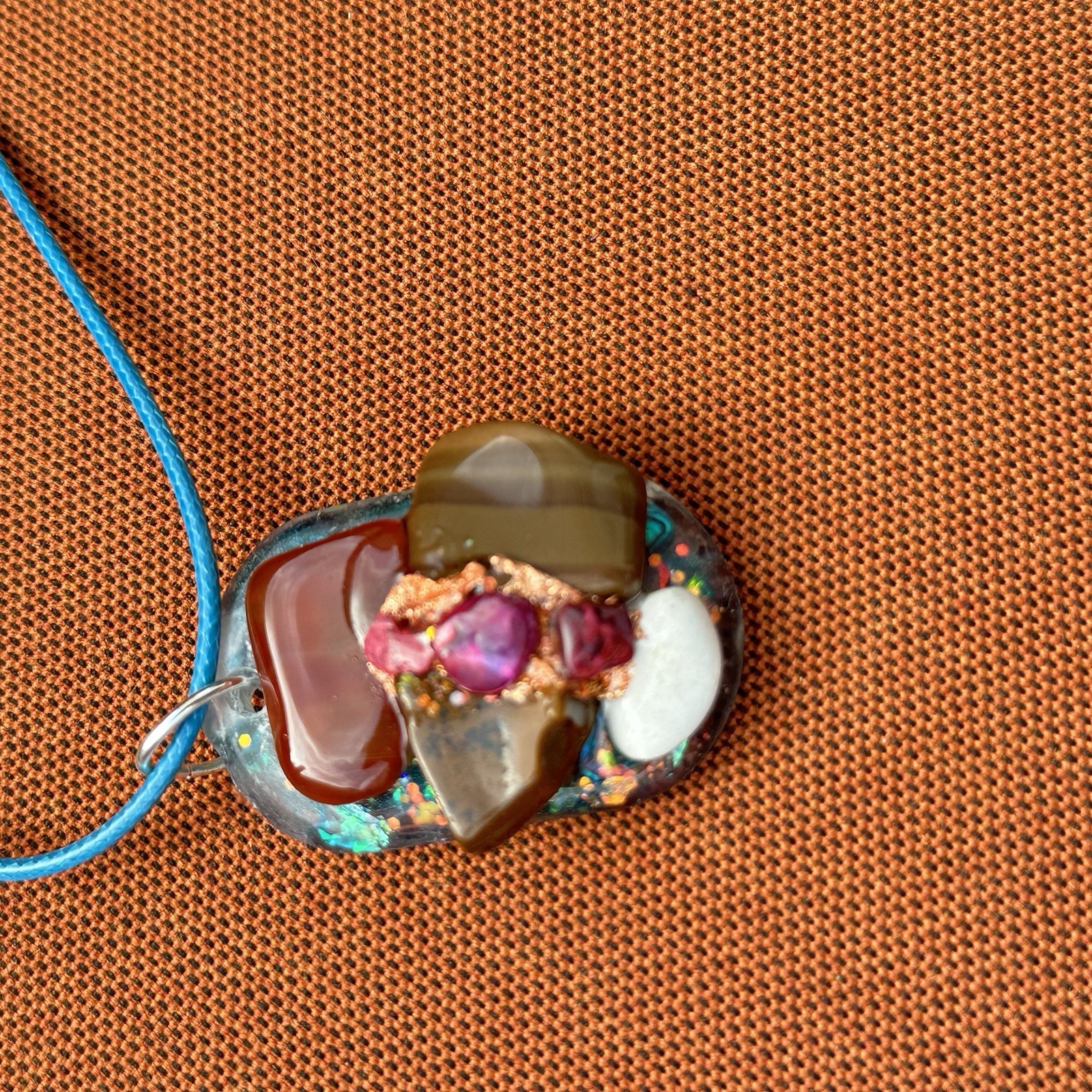 Original Art Unique Resin Gemstone Artisan Pendant Necklace 1.5 Handmade 5559 S