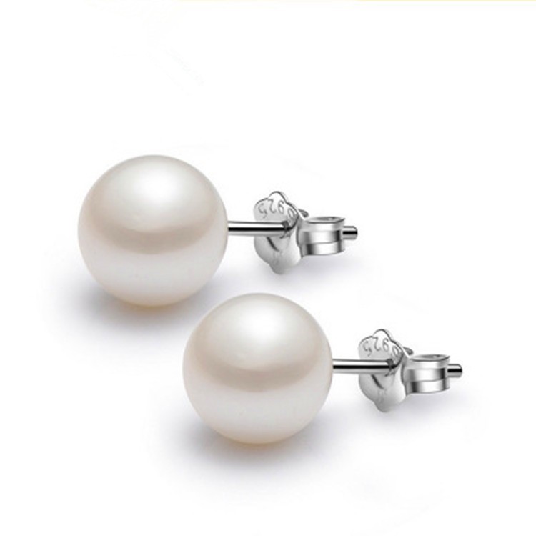 925 Sterling Silver CZ Stud Earrings Cubic Zirconia Women Pearl Jewelry Gift US