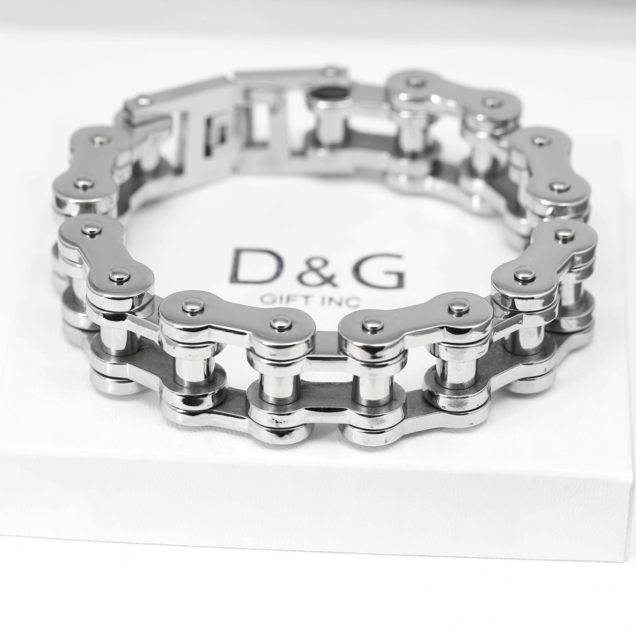 DG Men’s 8.5″Stainless Steel,Motorcycle Bike Link Chain Bracelet High Polish*BOX