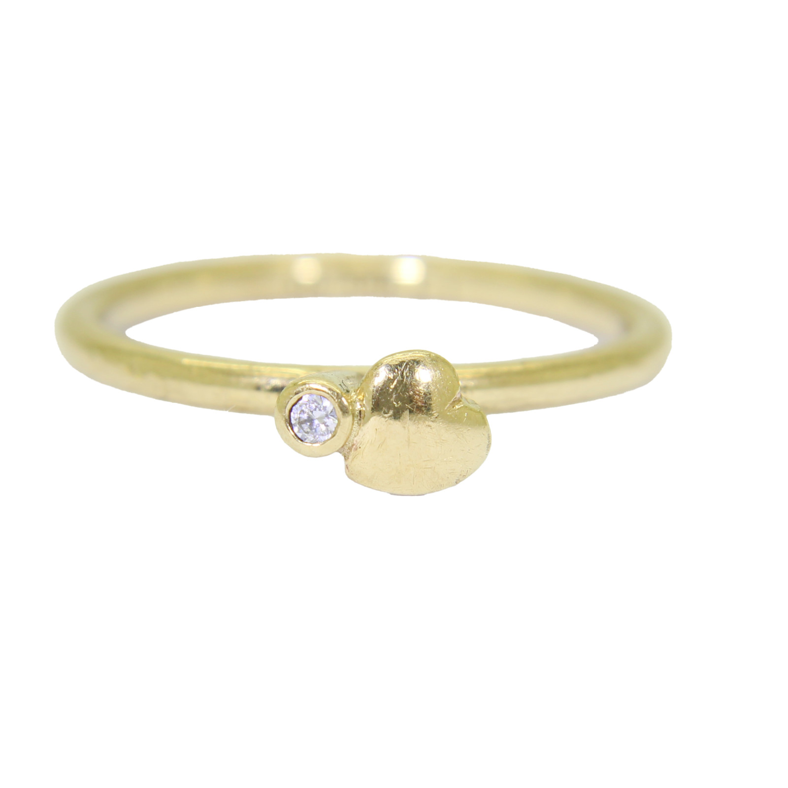 9ct Gold Cubic Zirconia Heart Stacking Ring Size 8 – P 1/2