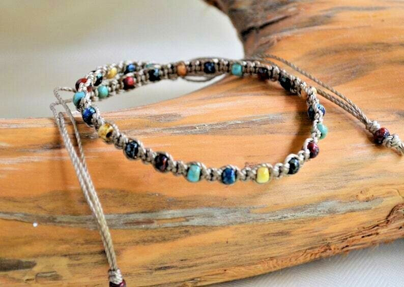 Multi-color Anklet Ankle Bracelet Bead Ankle Bracelet Macrame Body Jewlery Yevga