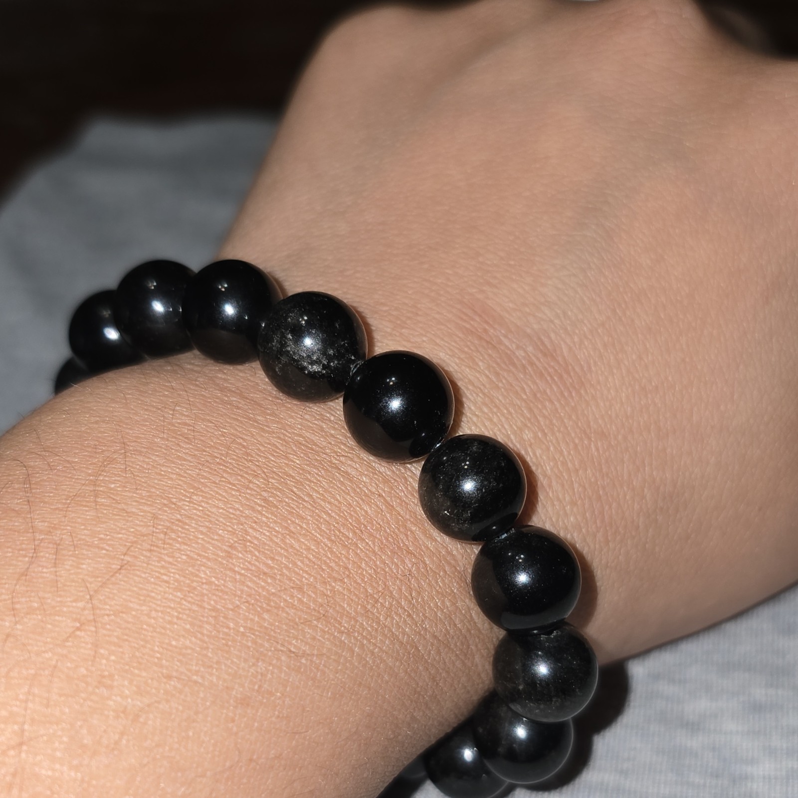 Golden Obsidian Round Bead Beaded Stretch Bracelet Ball/Bead Chain Stackable