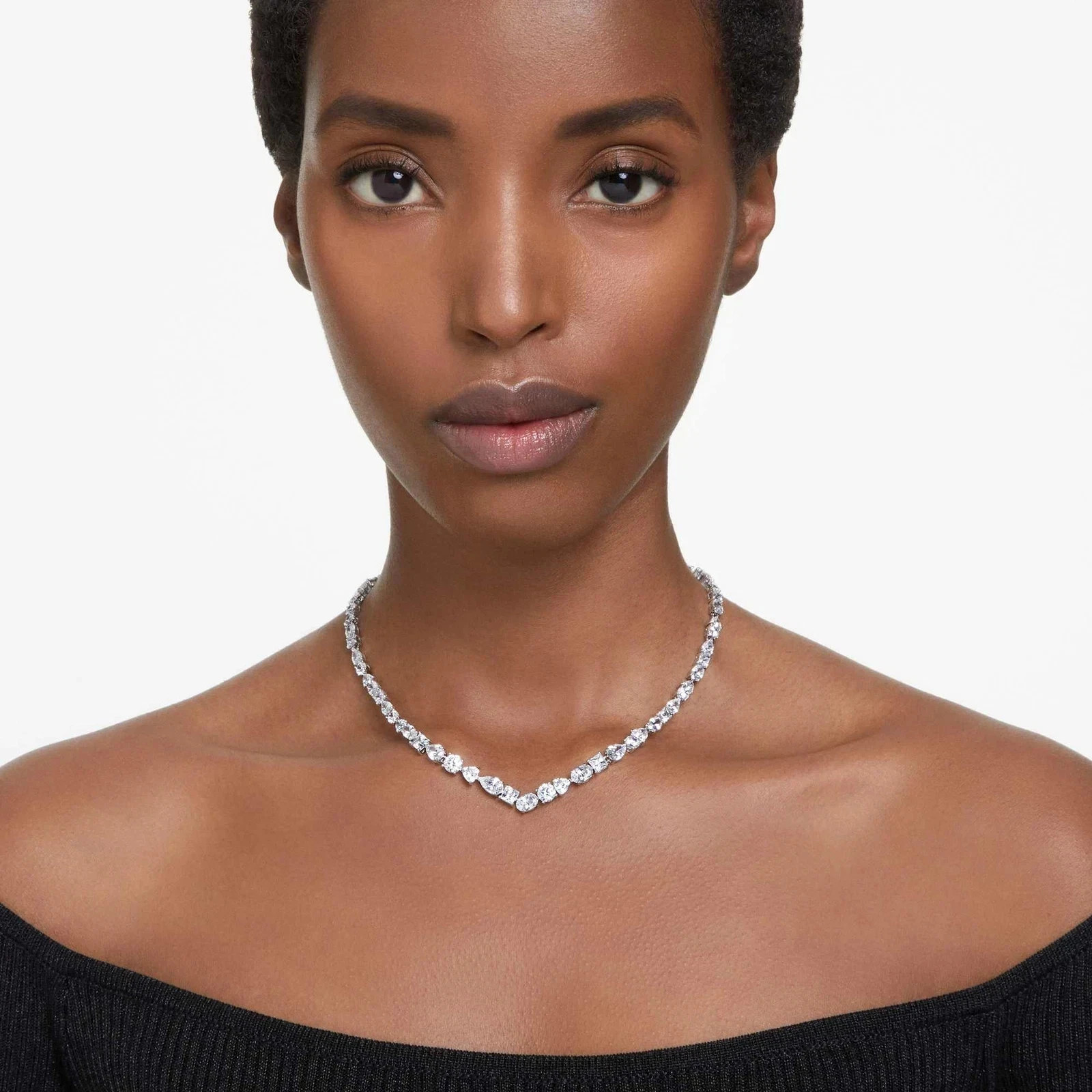 Swarovski Mesmera Necklace Mixed Cuts, White, Rhodium Plated 5665242