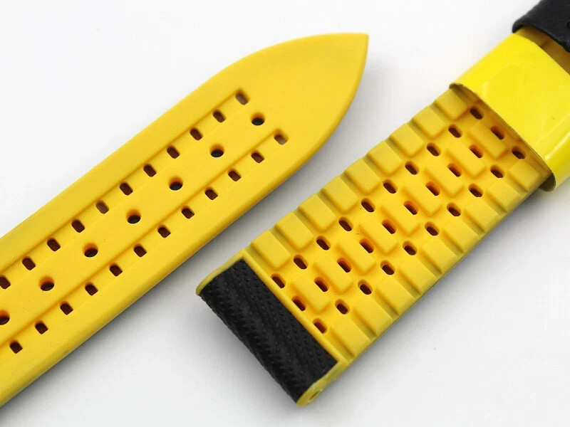 Morellato Black/Yellow Silicone Strap 20mm Water Resistant Spare Parts