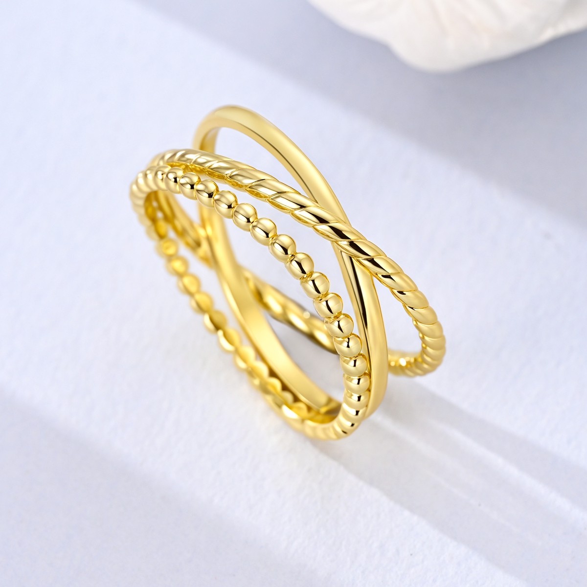 LAZA Twisted 925 Sterling Silver Ring AAA CZ Cross Design Band Gift for Her