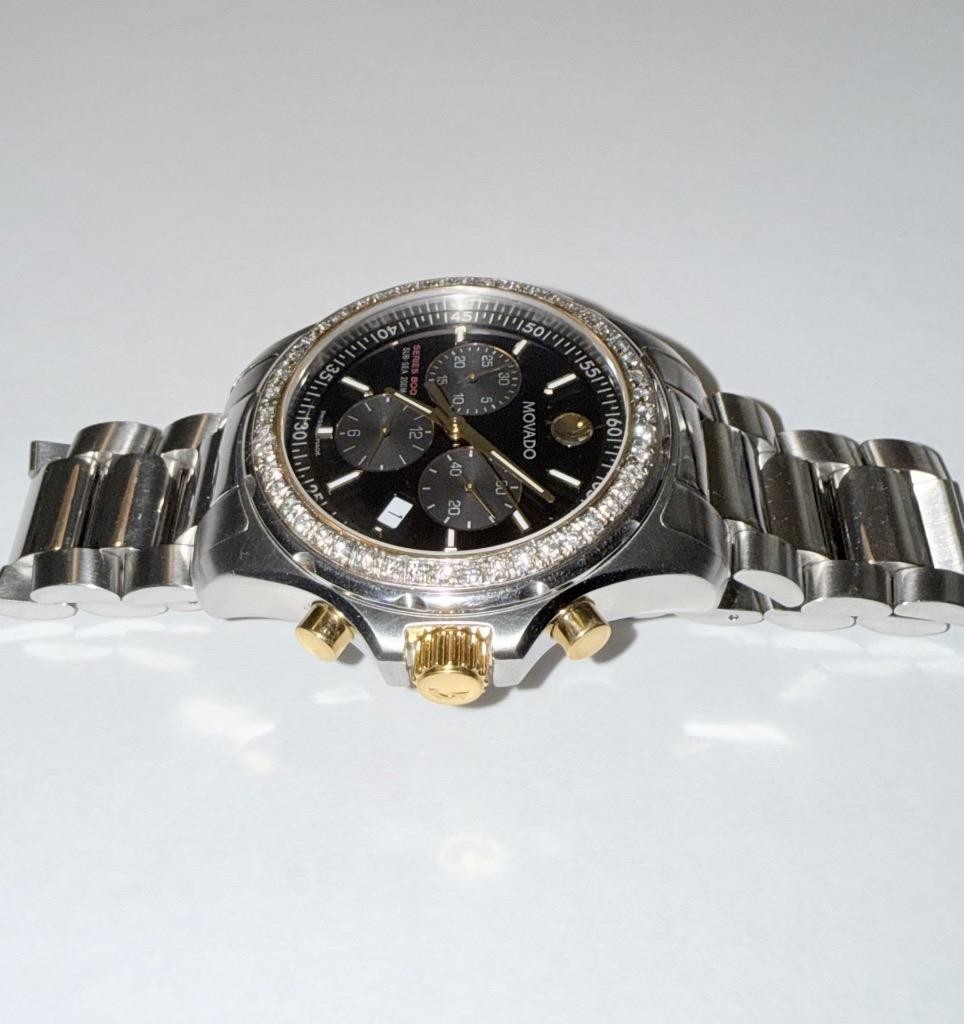 MOVADO MENS SERIES 800 TWO TONE SUB SEA CHRONO LAB GROWN DIAMOND WATCH