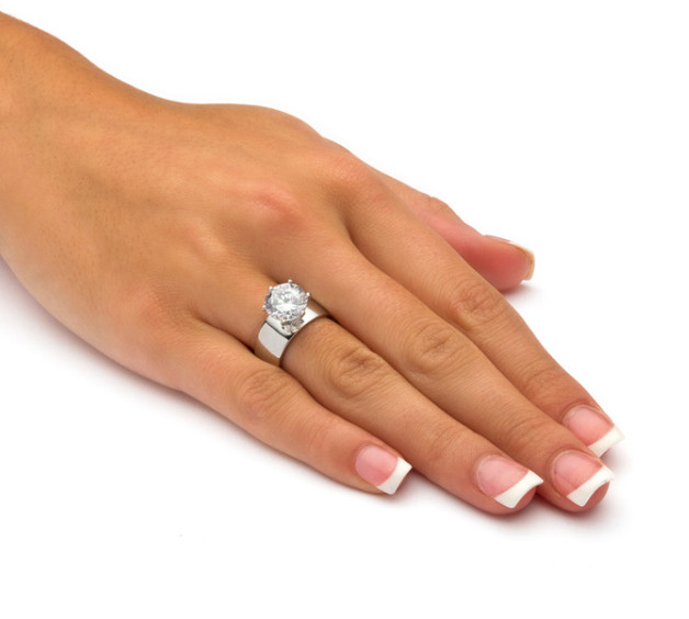 WOMENS 4 TCW ROUND CZ SOLITAIRE STERLING SILVER RING 5 6 7 8 9 10 11 12 13 14