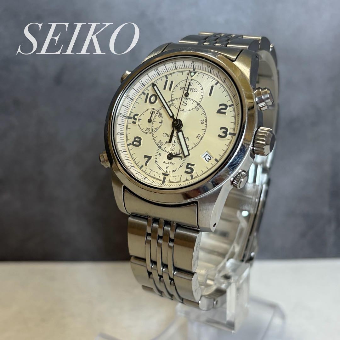 SEIKO SUS 7T32-7E90 chronograph wristwatch working condition