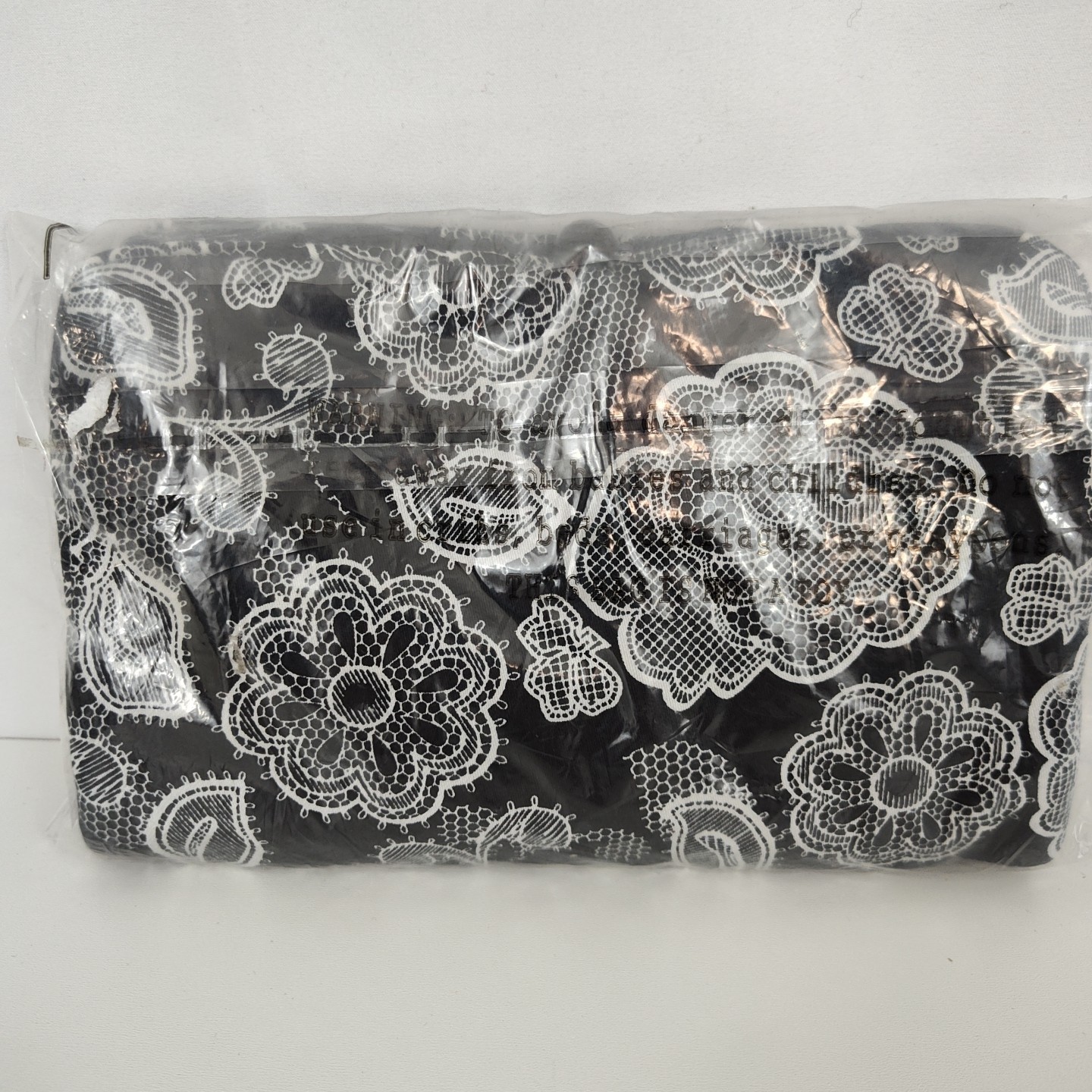 New Thirty One Jewelry Roll w Pouches Botanical Lace Black White