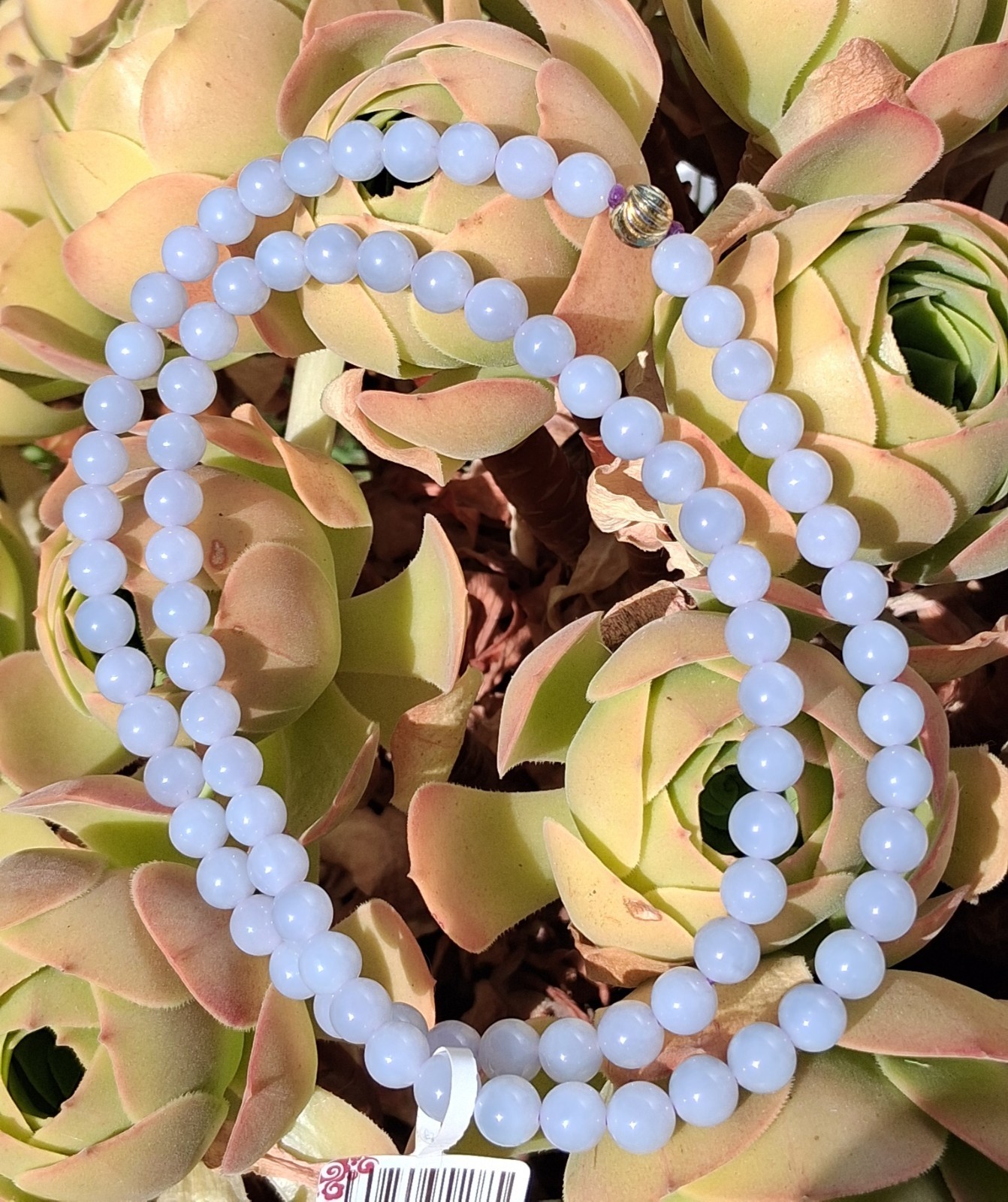 Certified Jadeite Round Beaded Strand Necklace, with Gold-Tone Clasp 25in, 7.6mm