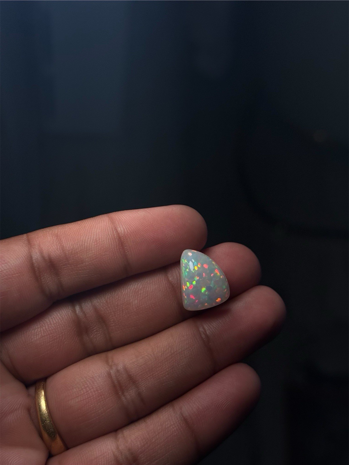 Natural Ethiopian Opal 9.7 Ct Triangle Cabochon Loose Gemstone 16.55×13.45mm