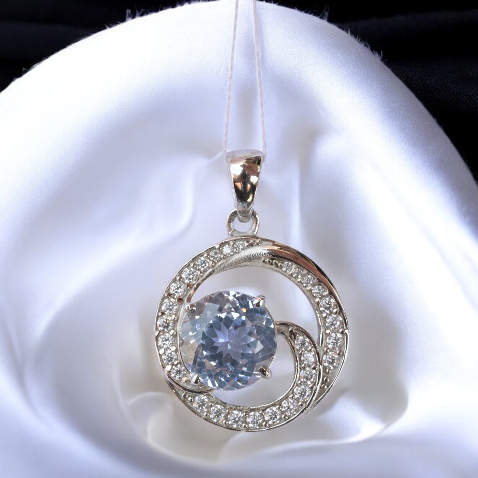 Certified Jeremejevite 28+ Ct Round Pendant Rare Gemstone in 925 Silver MG008