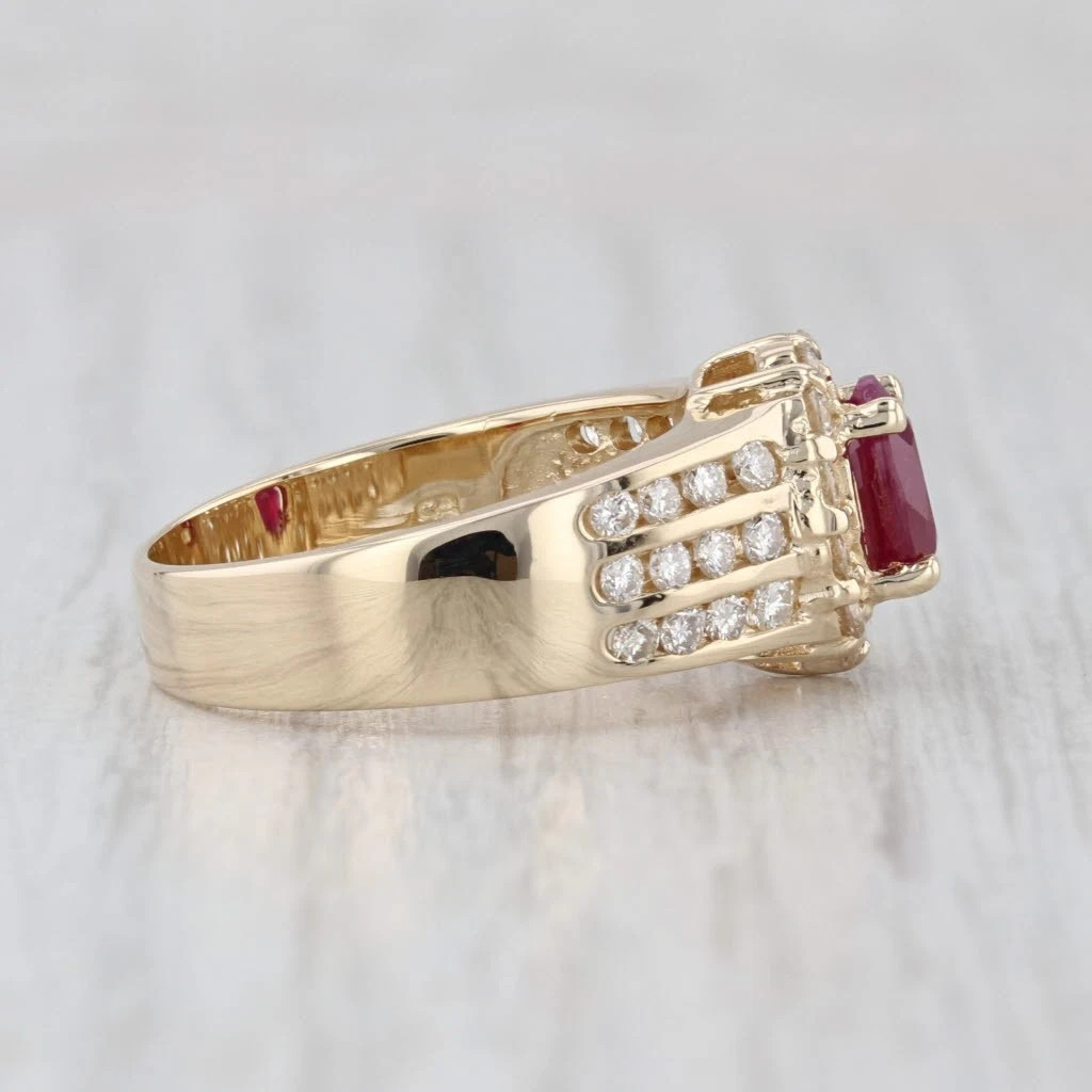1.77ctw Ruby Diamond Halo Ring 14k Yellow Gold Size 8