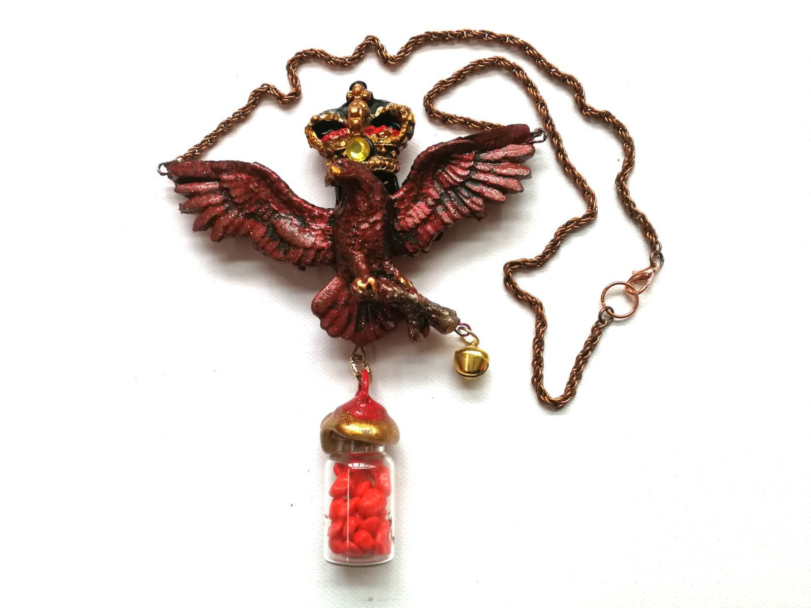 magic talisman golden eagle necklace pendant amulet powerful symbol royal crown