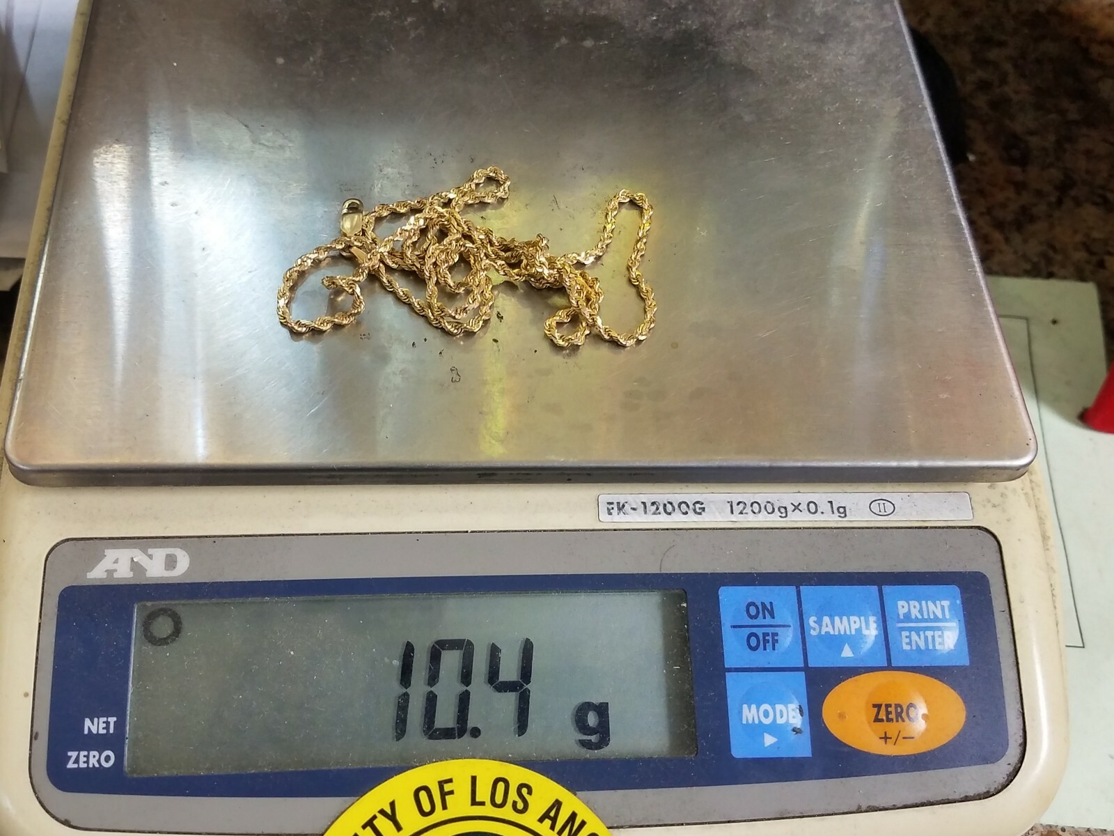 GOLD Rope chain 14k SOLID real yellow 10.4g 2.5mm 22″ (ask 16 18 20 24 )