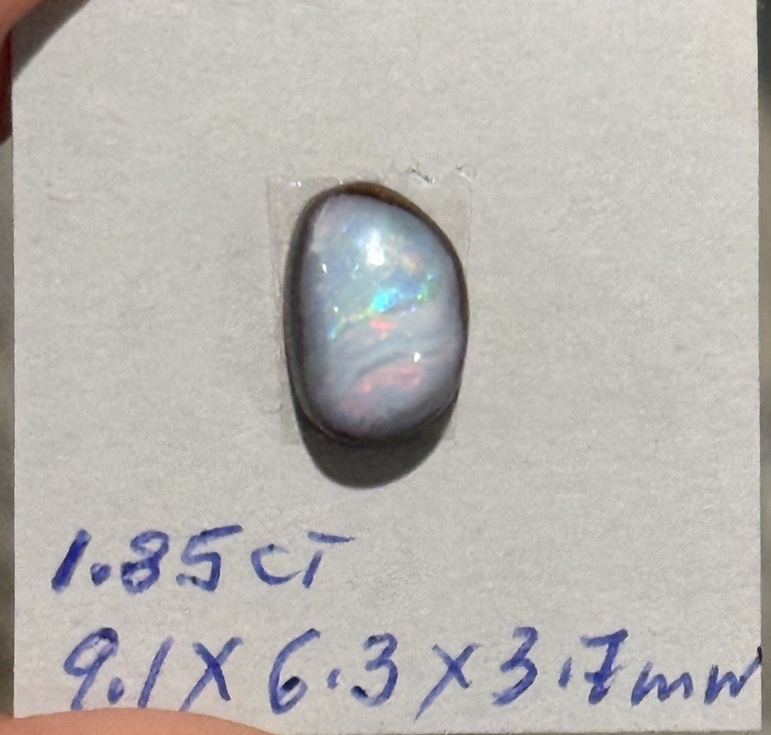 1.85ct 9.1×6.3×3.7mm Colorful Australian Boulder Opal Oval Cabochon Ring Gem
