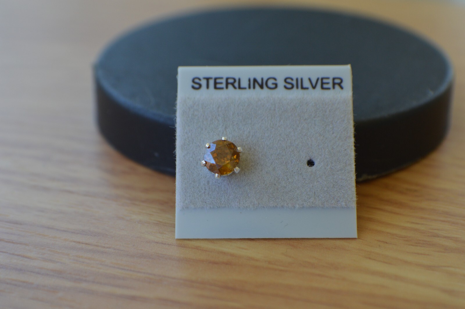 SINGLE EARRING One 0.82ct Honey Orange Sphalerite Solitaire Sterling Silver 5mm