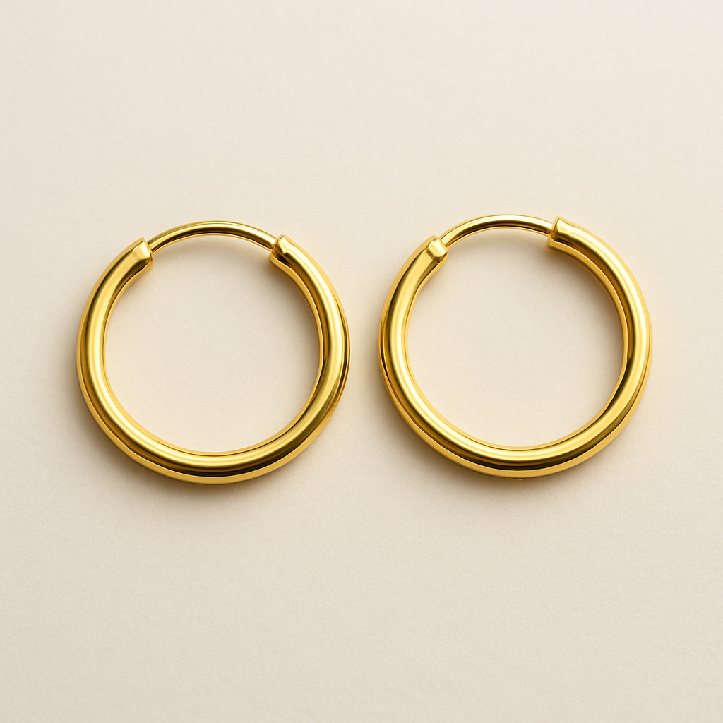 9ct Gold & Silver Sleeper Hoop Earrings PAIR – 12mm 14mm 18mm 20mm 30mm Sizes