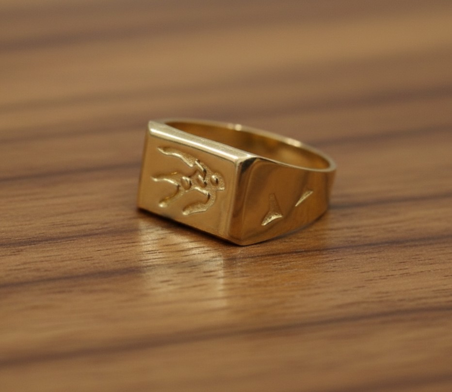 Solid 925 Sterling Silver 18k Yellow Gold Plated Mens Signet Ring