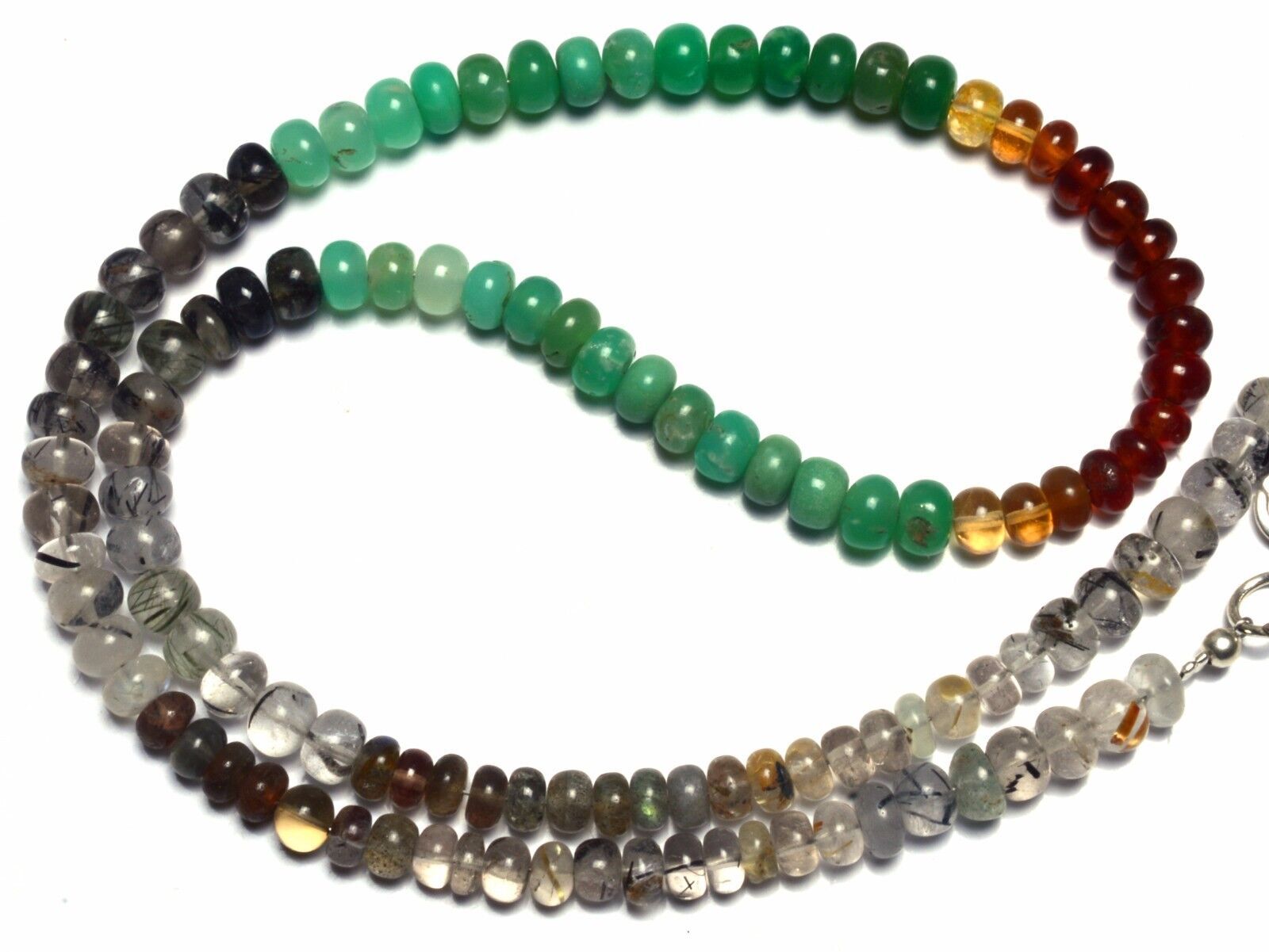 Mix Natural Gemstones 5MM Approx. Rondelle Beads Necklace 17″