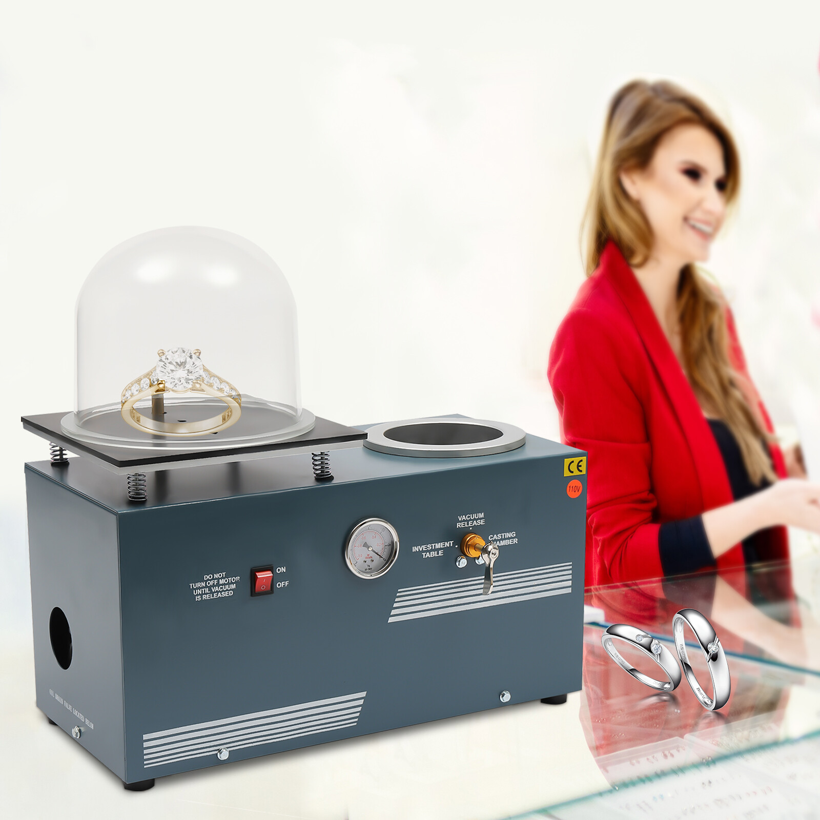 110V 2L Vacuum Investing Casting Investment Machine for Jewelry Lost Wax Cast