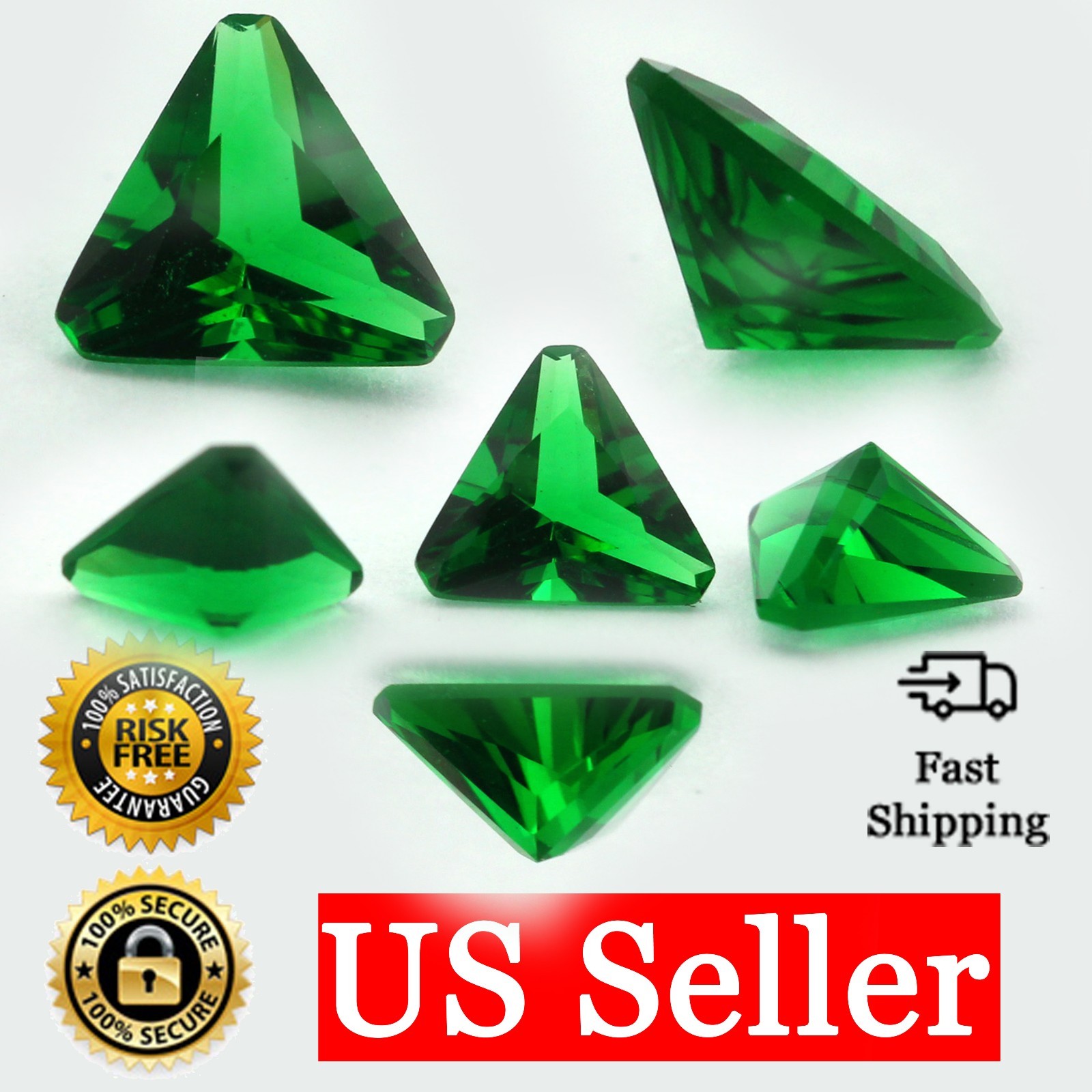 Loose Triangle Cut Emerald CZ Stone Single Green Cubic Zirconia May Birthstone