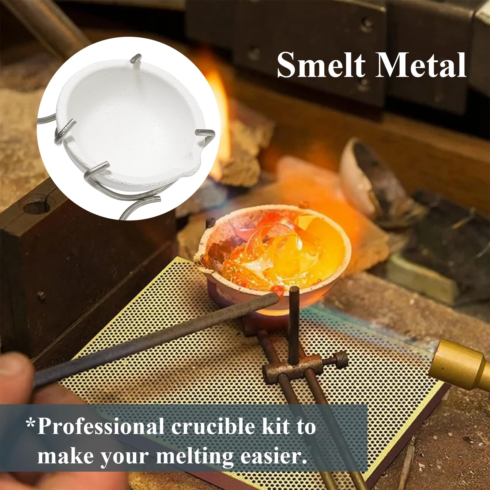 Melting Metal Crucible Kit 8-Piece with 2 Tongs,4x2oz & 2x5oz Refractory Bowl…