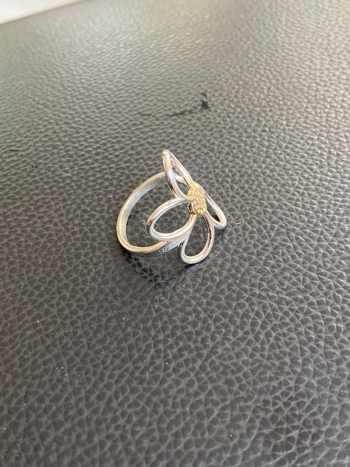 925 Sterling Silver Daisy Flower Ring Two Tone Gold Open Petal Boho Band 4-15US