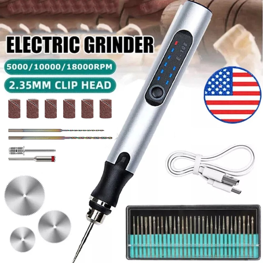 USB Rechargable Engraving Pen with 34 Bits Mini Electric DIY Engraver Cordless