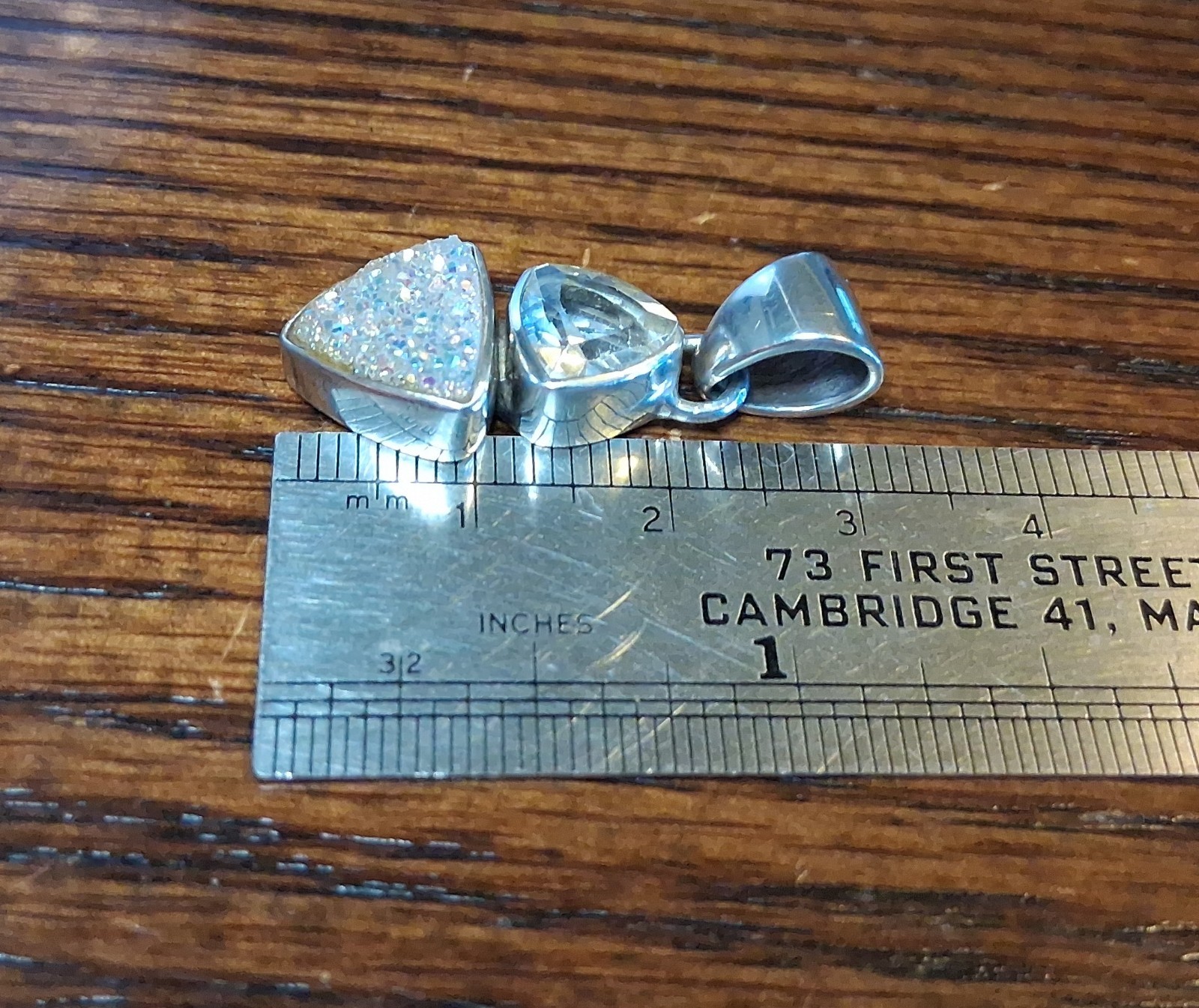 Starborn Sterling Topaz & Rainbow/AB Druzy Pendant 4.3g See Pics/Description