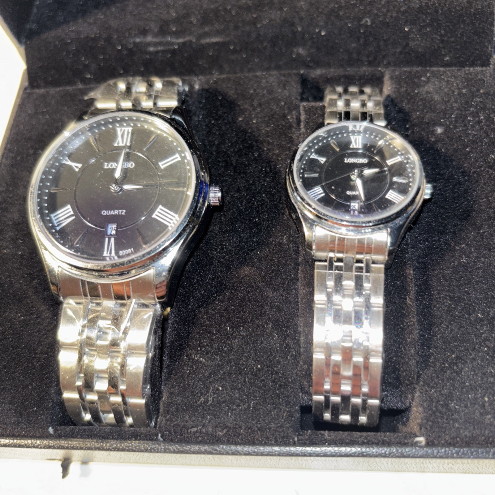 Longbo Watches His/hers Set Black Face Never Worn New Batteries