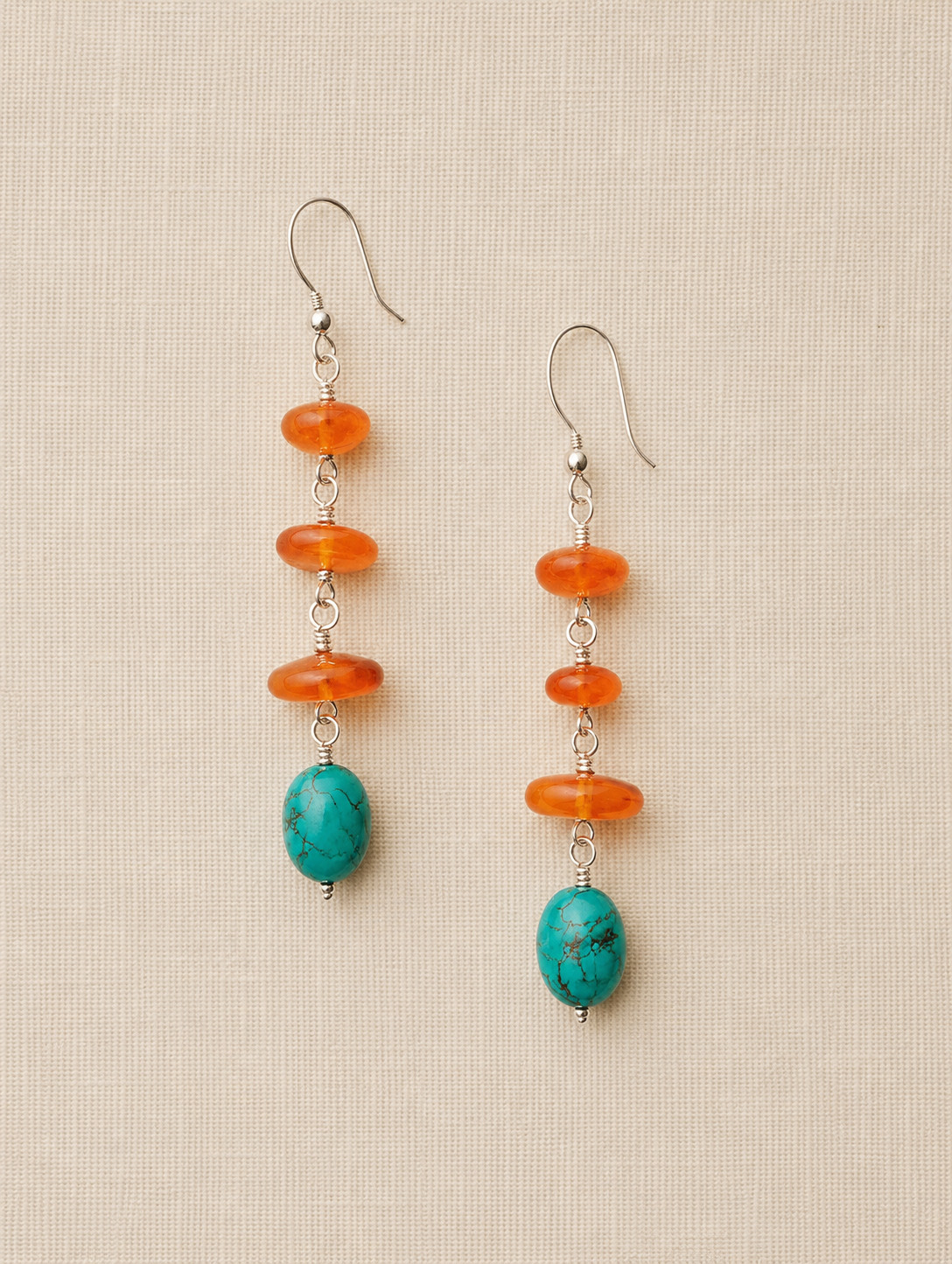 Amber & Turquoise Sterling Earrings