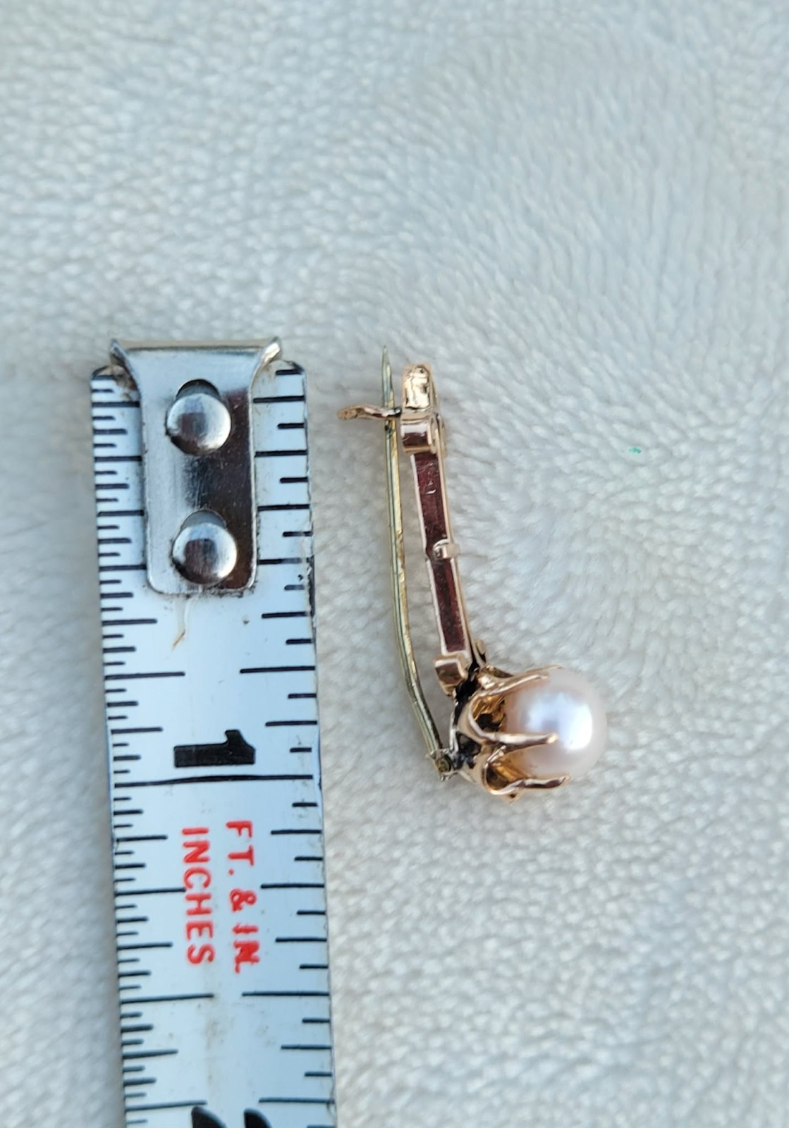 Antique 10k Yellow Gold Pearl Belcher Set Asymmetrical Victorian Brooch Pin