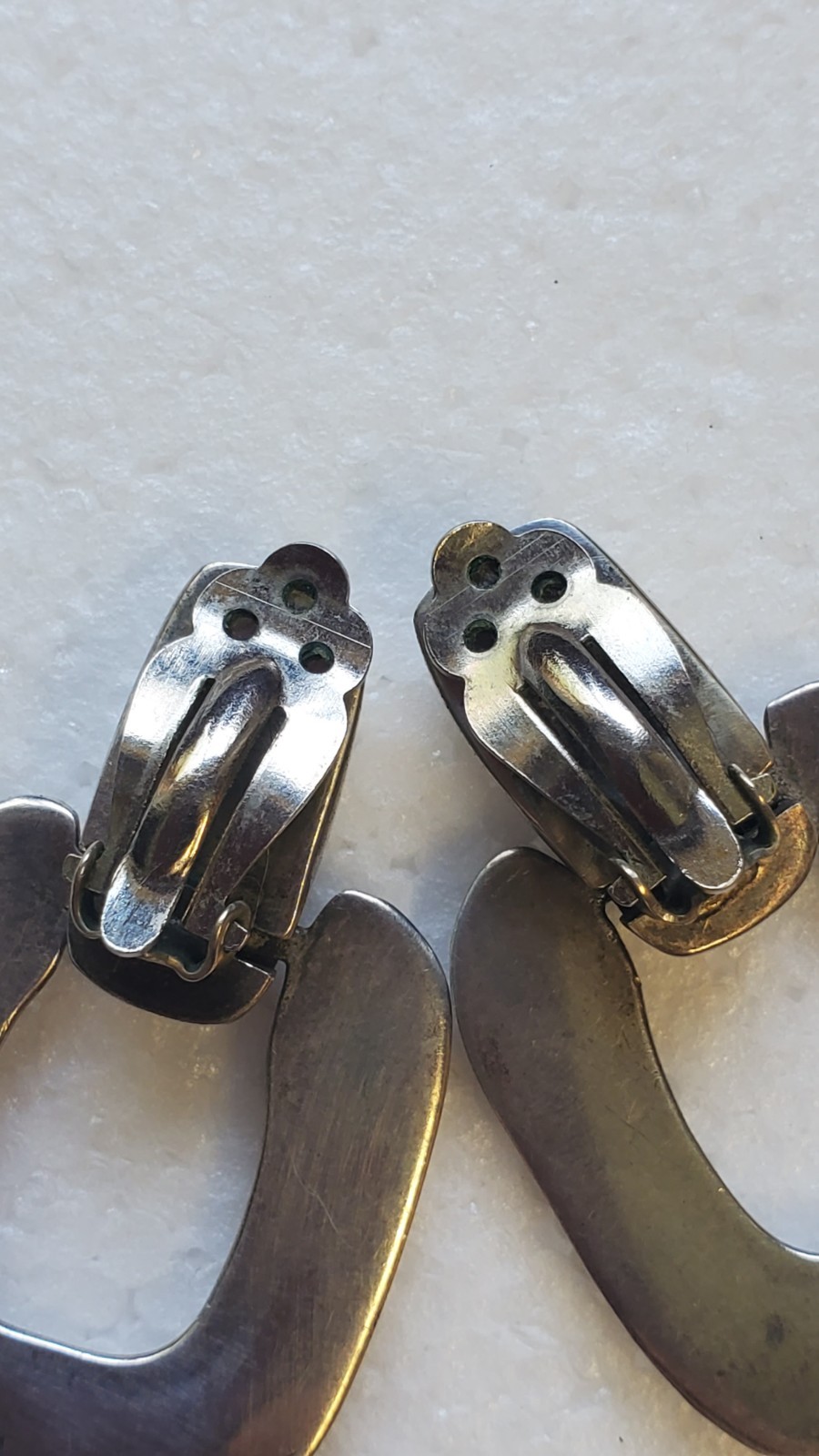 vintage DULCE Taxco Mexico Sterling Silver Clip Doorknocker Earrings ~25.5 g