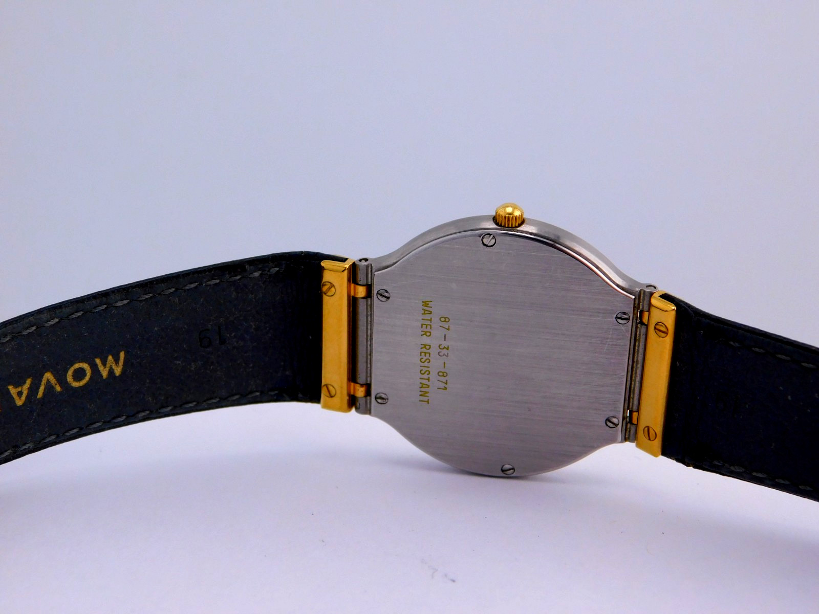 MOVADO 87-33-871 TWO-TONE 18K GP 5J SWISS QUARTZ MENS WRISTWATCH RARE W/BOX