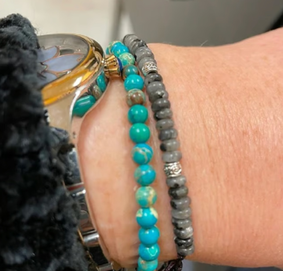 Natural Larvikite Stone Dainty Bracelet Healing Crystal Bracelet Minimalist Gift