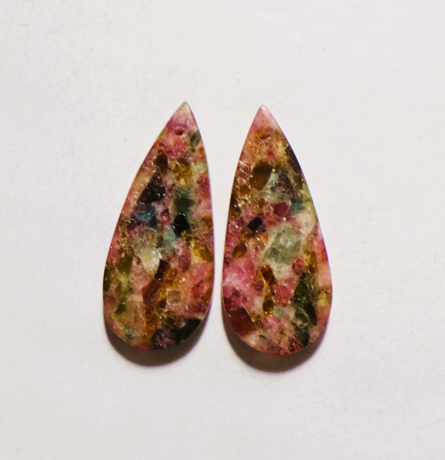 47.40 Cts composite tourmaline Quartz Drilled Cabochon Match Pair 39X17MM 49