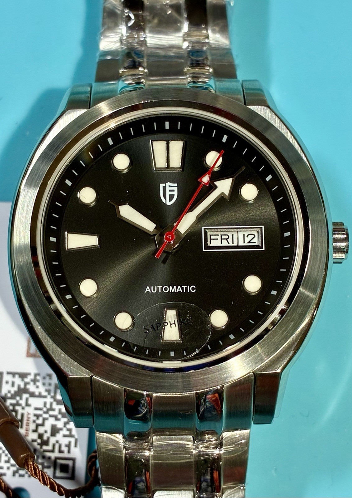 BERNY SUNBURST BLACK DIVER MIYOTA 8205 AUTO SAPPHIRE SUPER C3 SKX STYLE DIAL