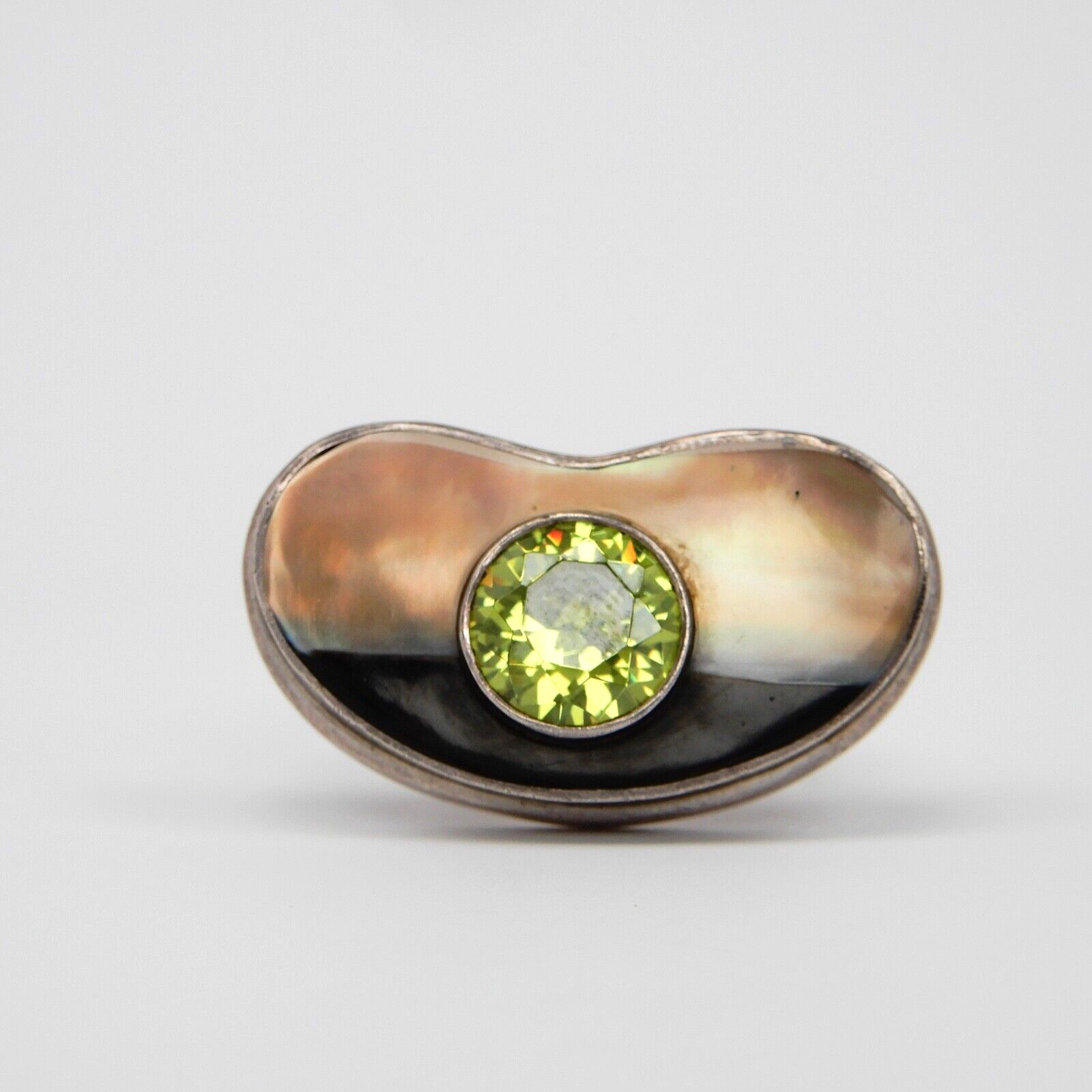 Sterling Silver Green Peridot Ring Size 5.5, 33mm x 19mm, 21g Large Door Knocker