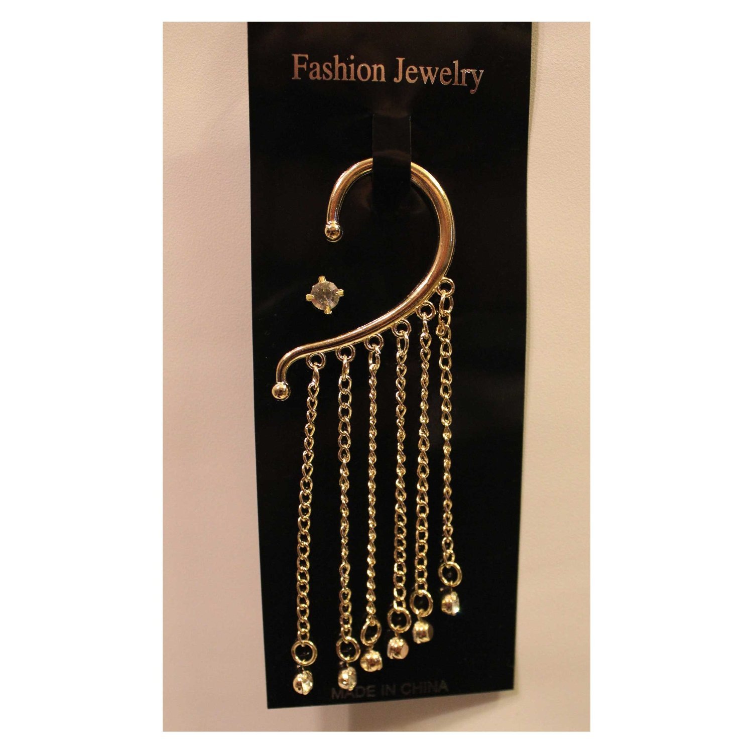 Womens Ladies Gold Fashion Sparkle Rhinestone Crystal Ear Cuff & Earring set